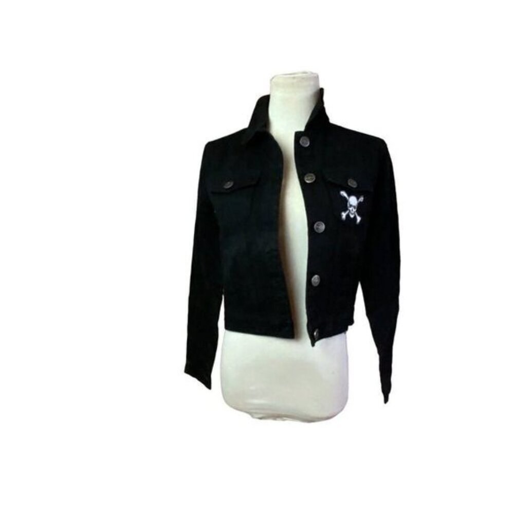 NWT Black Denim Embellished Jr Jacket. Sz S